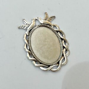 Oval Two Birds Whipped Frame Metallic Pendant Gold - Silver