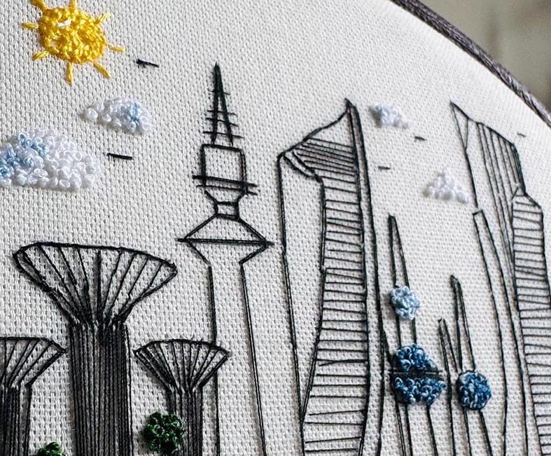 Kuwait And Mubrkiya Skyline pattern